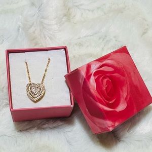 Gold plated CZ triple heart necklace